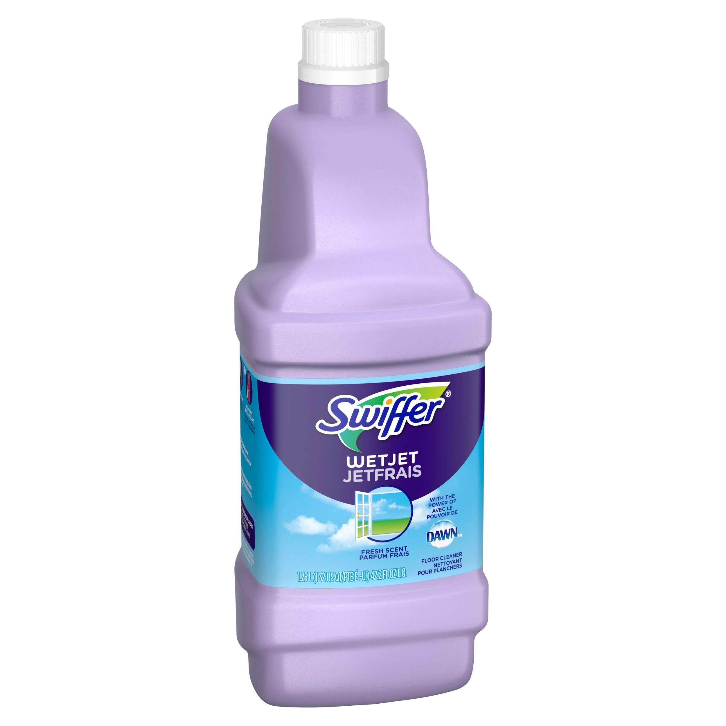 WetJet Multi-Purpose Floor and Hardwood Liquid Cleaner Solution Refill, Open Window Fresh Scent, 1.25 l Front_Three_Fourths_Angled_Right