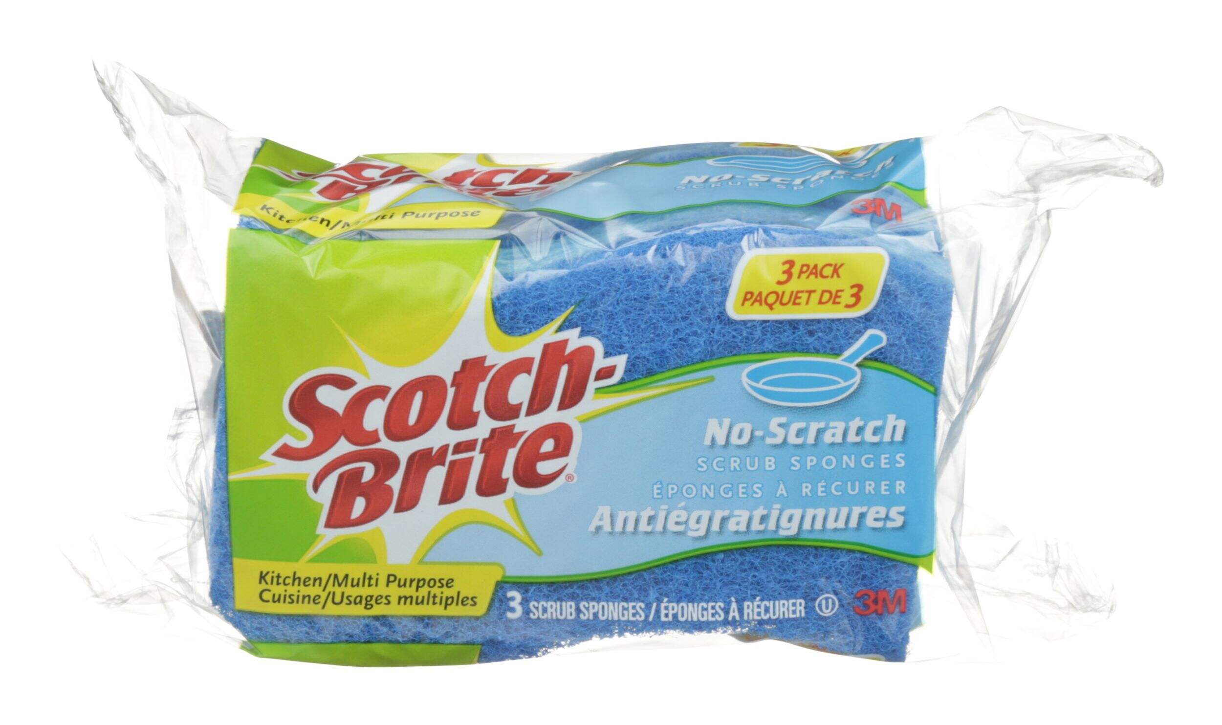 3M Scotch-Brite All-Purpose Non-Scratch Scrub Sponge, 3-pk Front_Elevated
