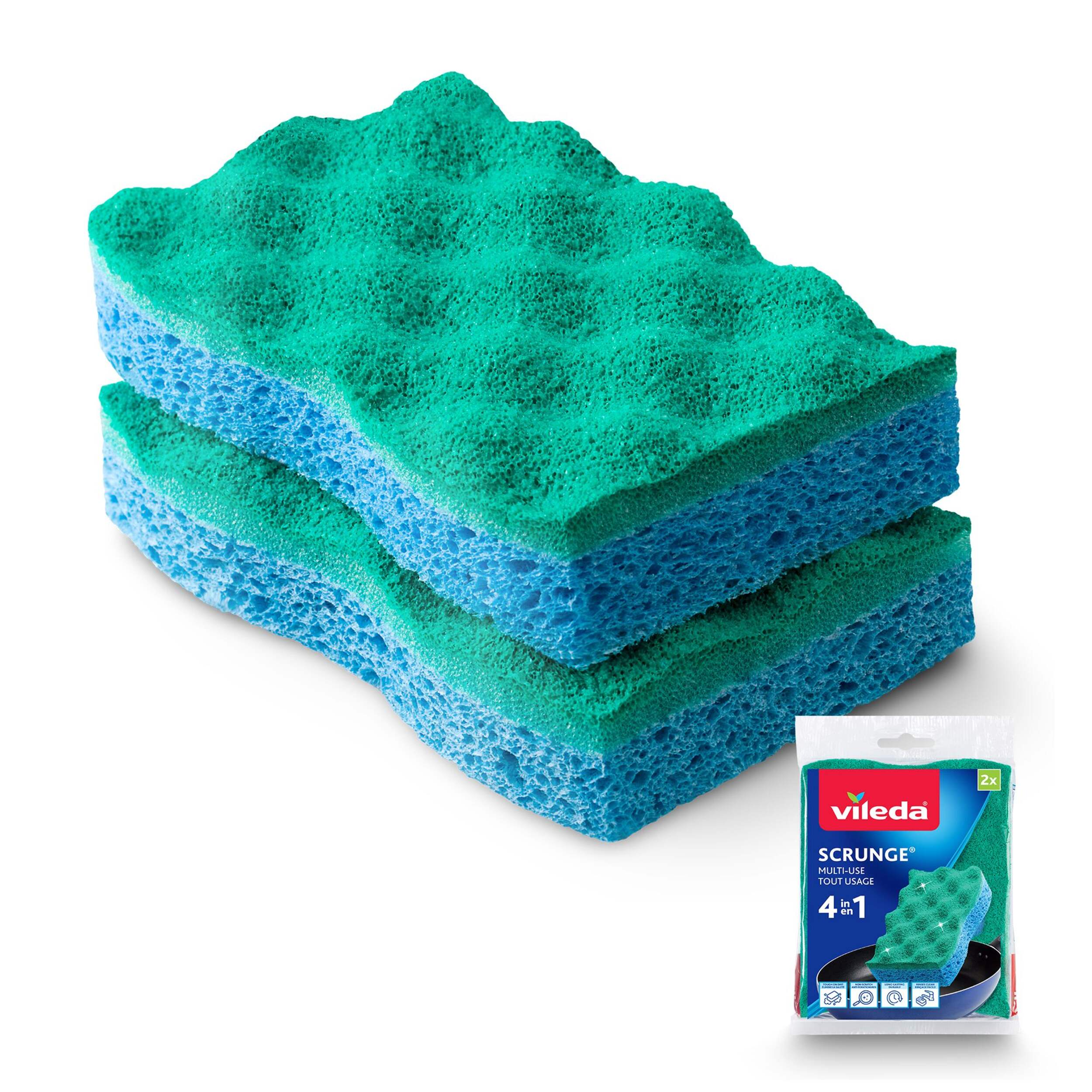 Vileda Scrunge Multi-Use, Non-Scratch Scrub Sponge, 2-pk Composite_or_Mixed