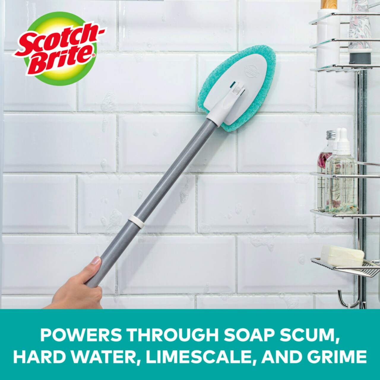 Bathtub Tub Scrubber with Long Handle Scrub Brush for Shower, 48.4