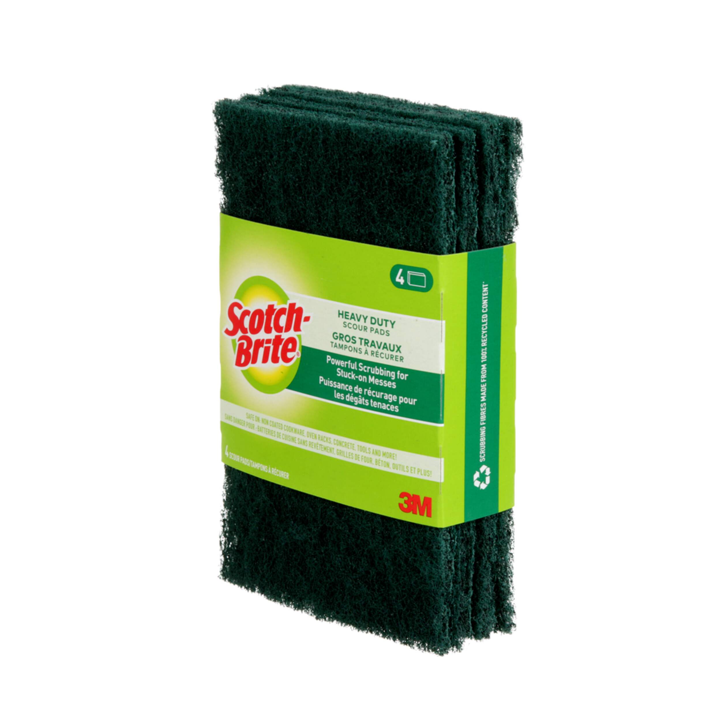 3M™ Scotch-Brite® Heavy Duty Scour Pad, 4-pk Front_Three_Fourths_Angled_Left