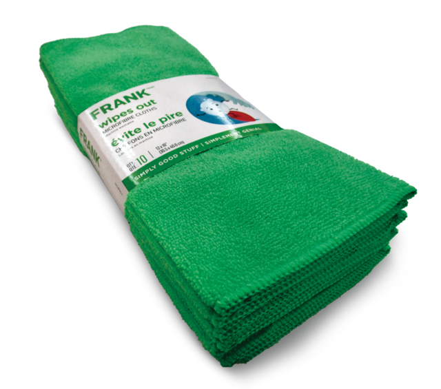 FRANK AllPurpose Machine Washable Microfibre Cloths, Green, 10pk
