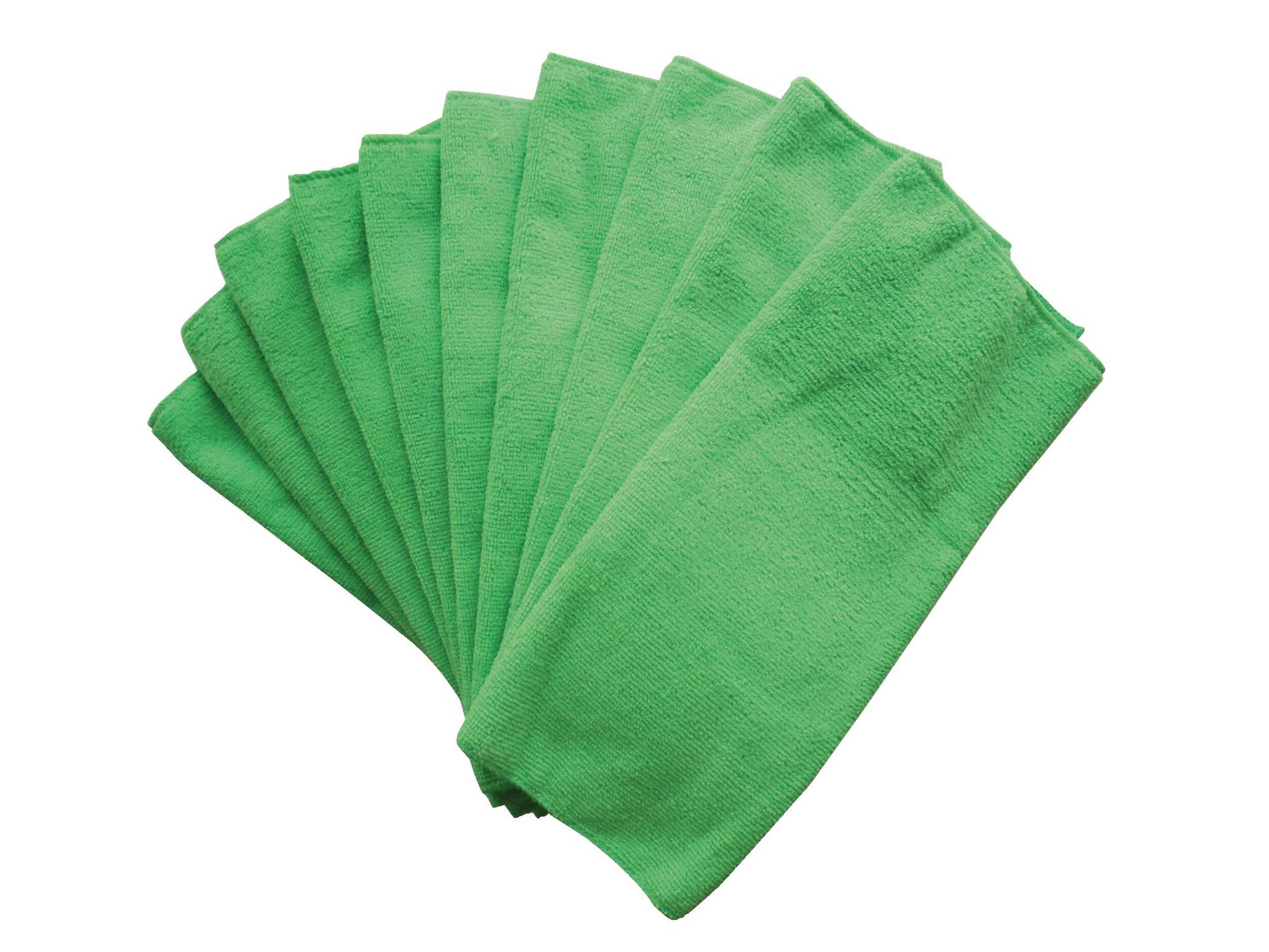 FRANK All-Purpose Machine Washable Microfibre Cloths, Green, 10-pk Overhead_Flat