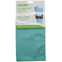 Chiffons en microfibres pour nettoyage du verre lavables à la machine FRANK, bleu, paq. 2 Front_Flat
