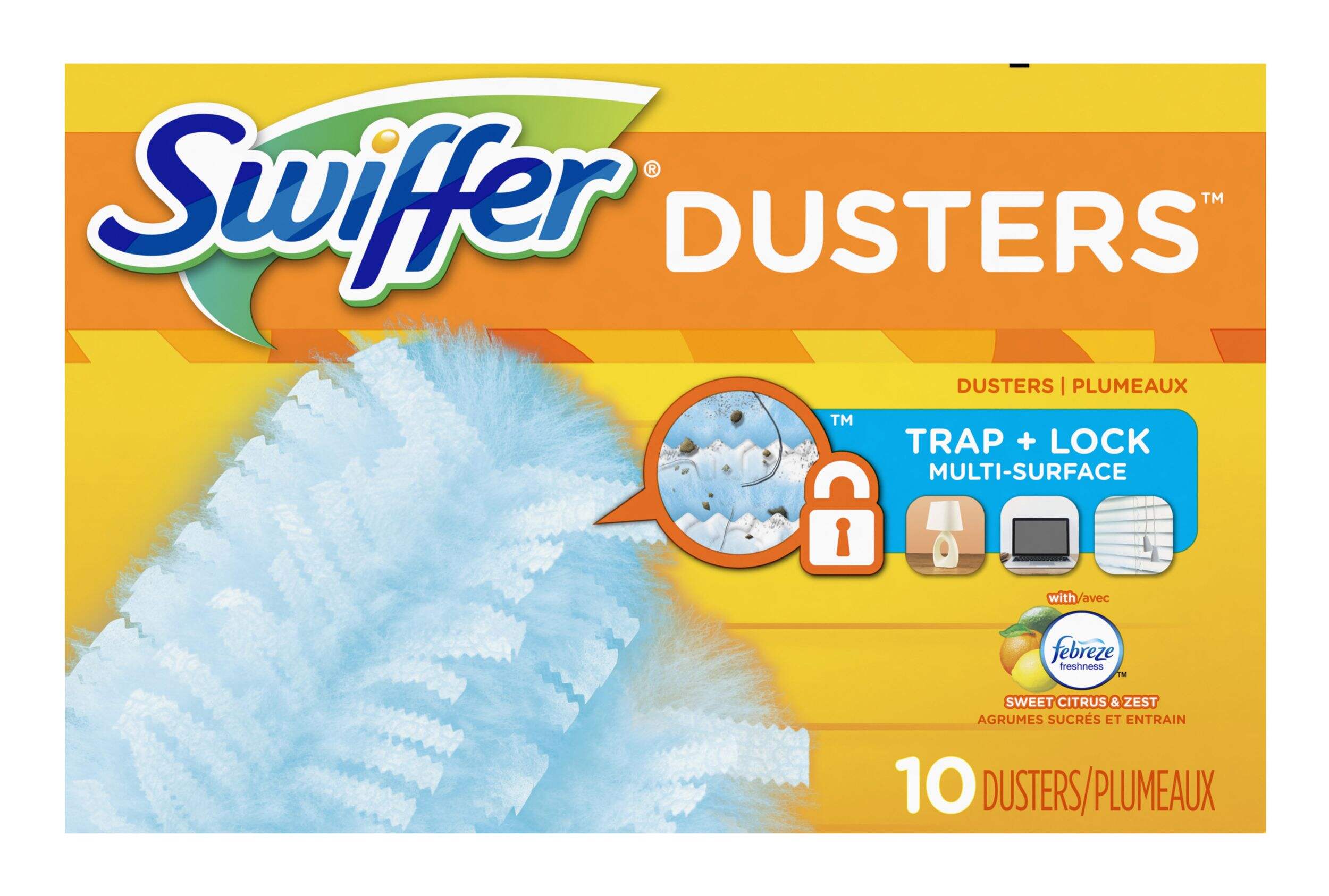 Swiffer Multi Surface 180° Duster Refills, with Febreze Citrus & Light Scent, 10-pk Front_Flat