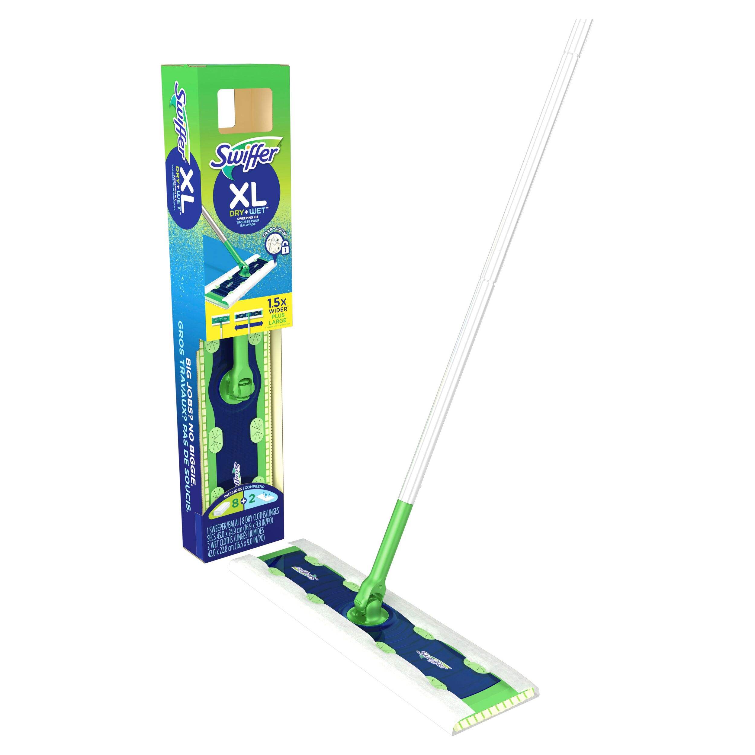 Swiffer Sweeper XL 2-in-1 Dry + Wet Floor Mopping and Sweeping Kit, Includes 10 Cloths Composite_or_Mixed