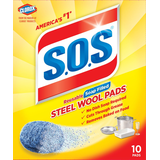 SOS All-Purpose No-Scratch Steel Wool Soap Pads / Scrub Sponges, 10-pk Front_Flat