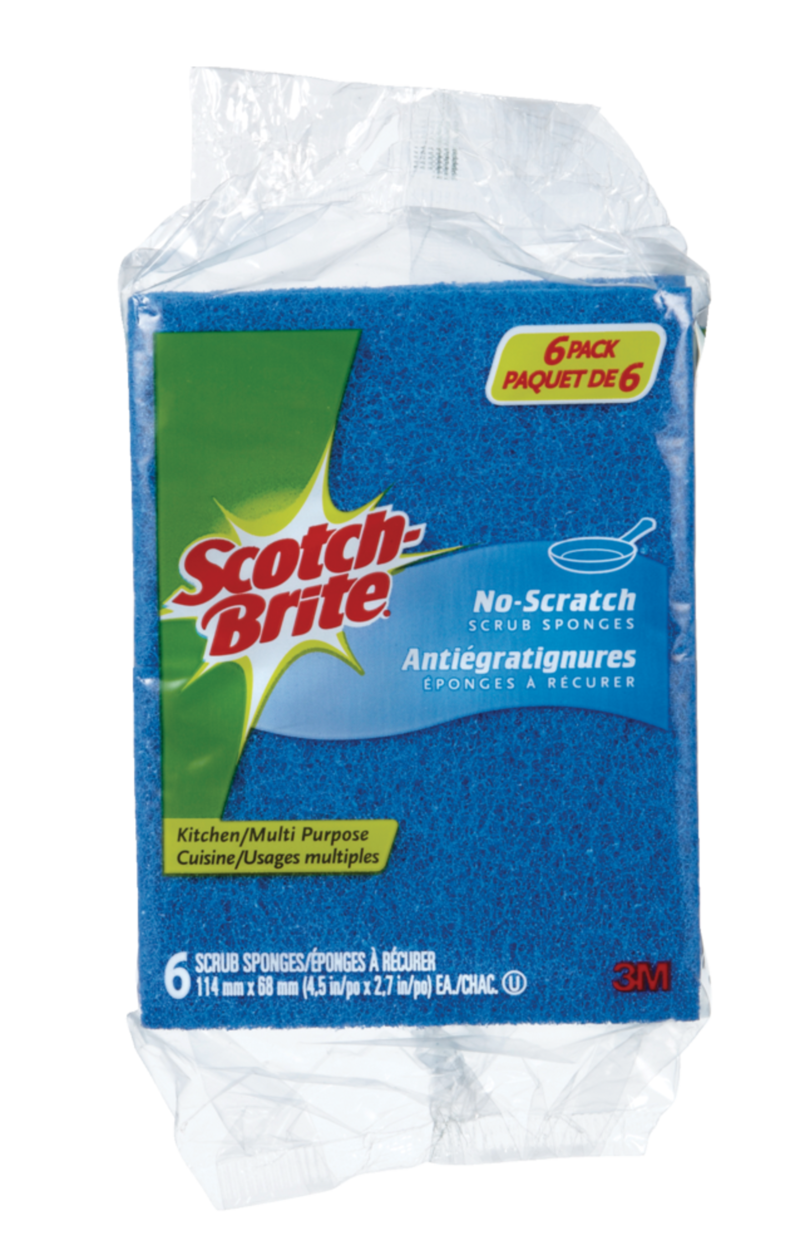 3M Scotch-Brite Non-Scratch All-Purpose Scrub Sponge, 6-pk Front_Flat