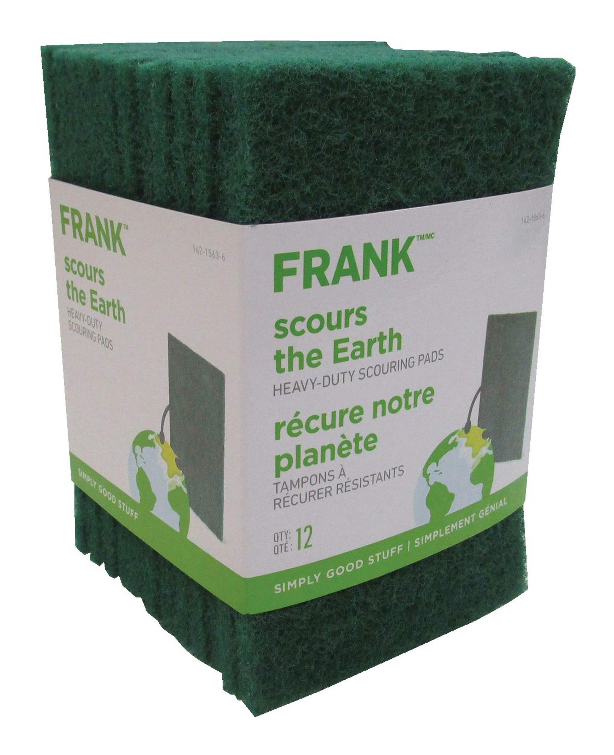 FRANK Heavy-Duty Scouring Pads / Scrub Sponges, 12-pk Front_Angled_Right