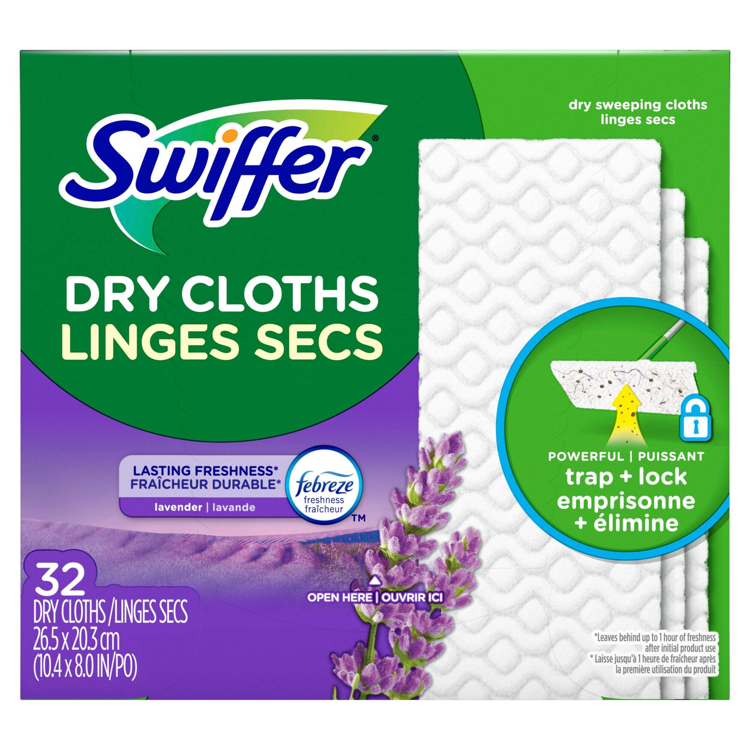 Swiffer Sweeper Dry Cloth Refills, Lavender Scent, 32 count Front_Flat