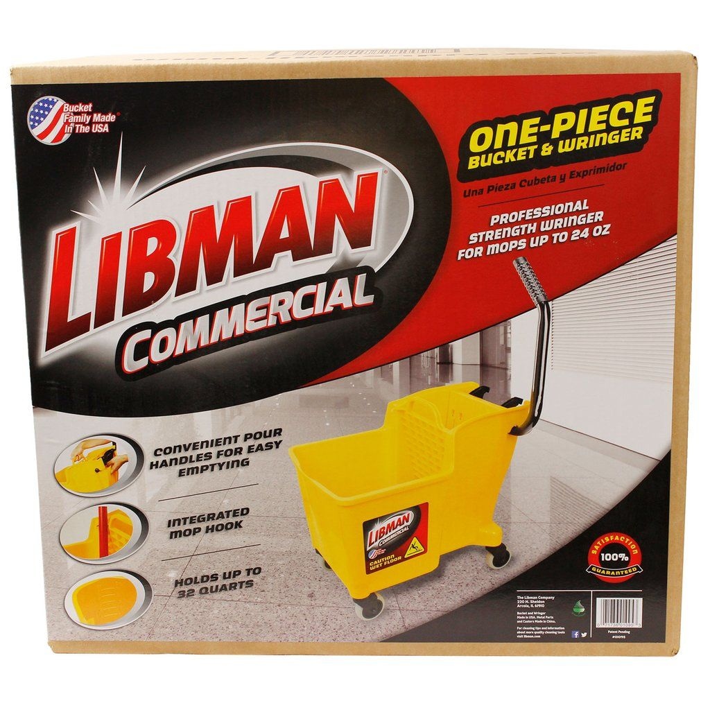 Mop Bucket With Side-Press Wringer 26 Quart, Yellow- Centerline Dynamics