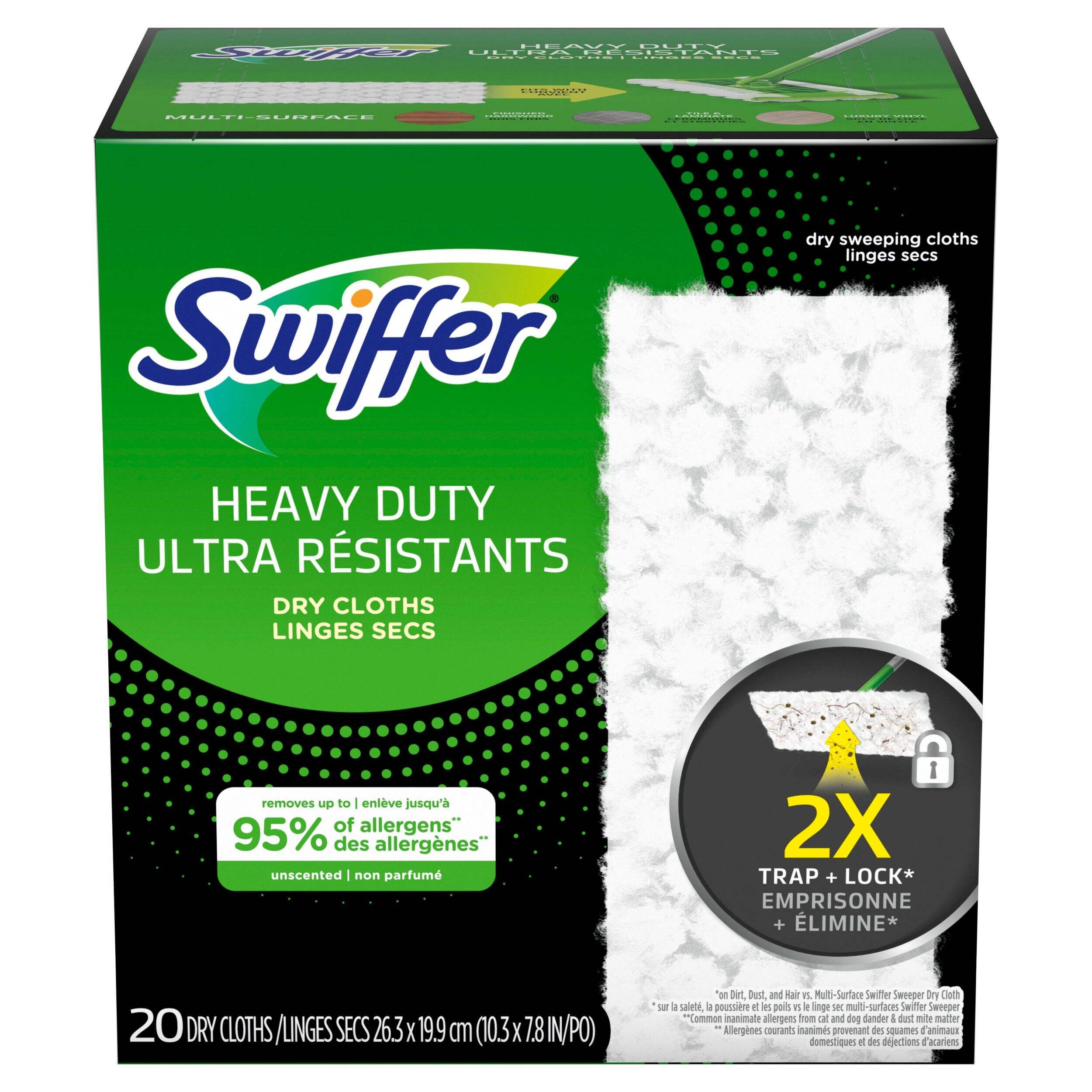 Swiffer Sweeper Heavy Duty Dry Multi-Surface Cloth Refills , 20 count Front_Elevated