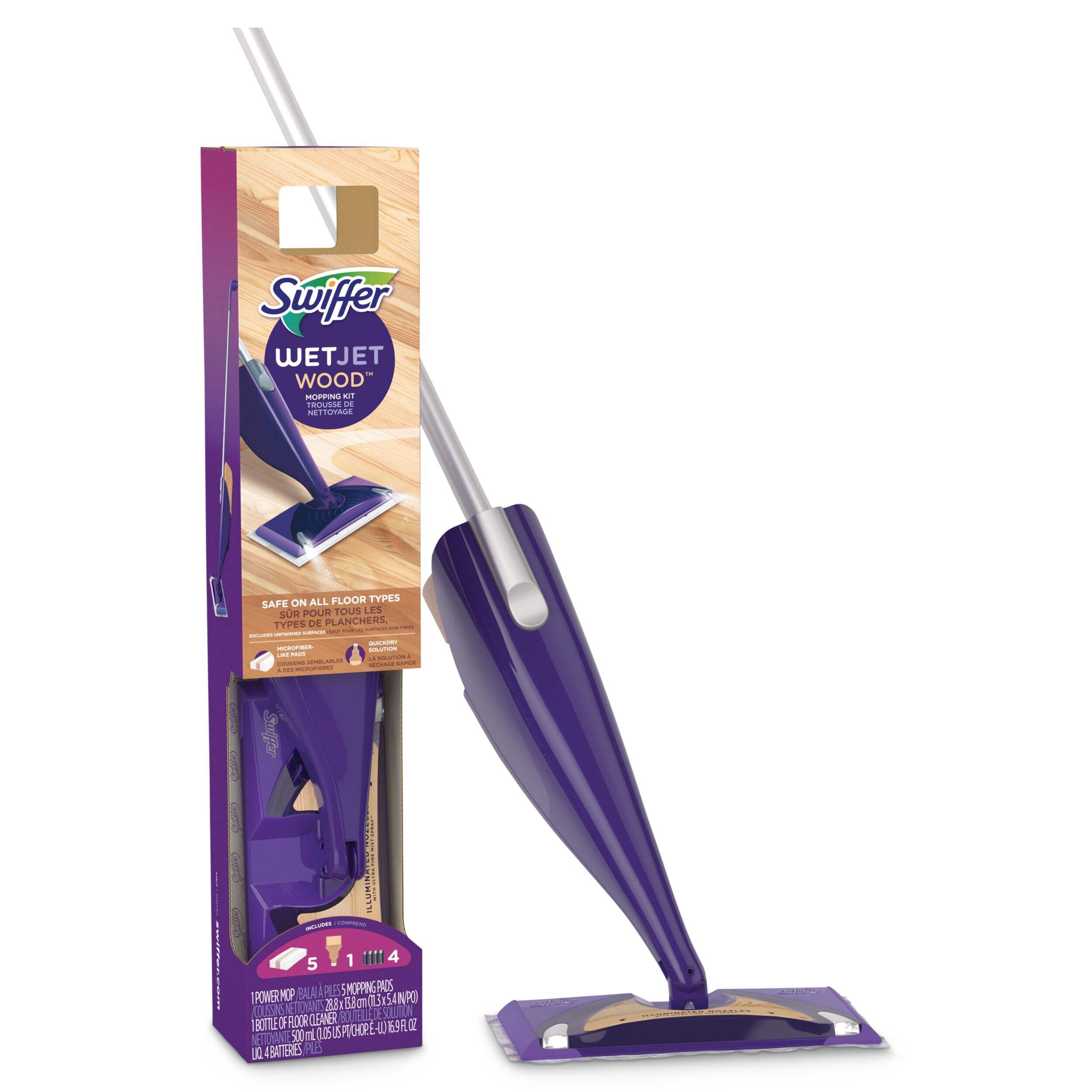 Trousse de départ de nettoyage de surfaces en bois franc réutilisable Swiffer WetJet Composite_or_Mixed