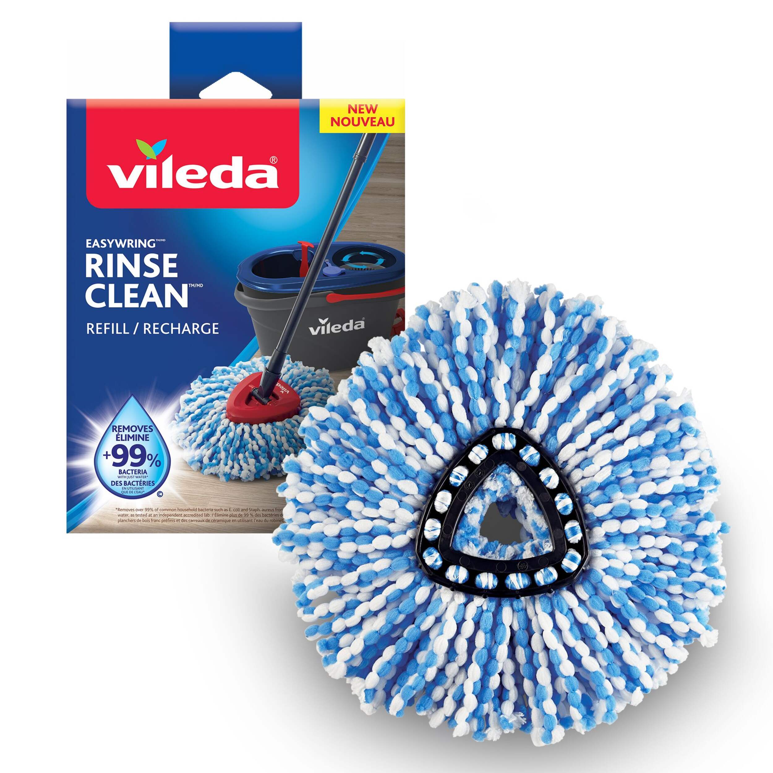 Vileda RinseClean Microfibre Mop Refill, Reusable Mop Head Replacement Composite_or_Mixed