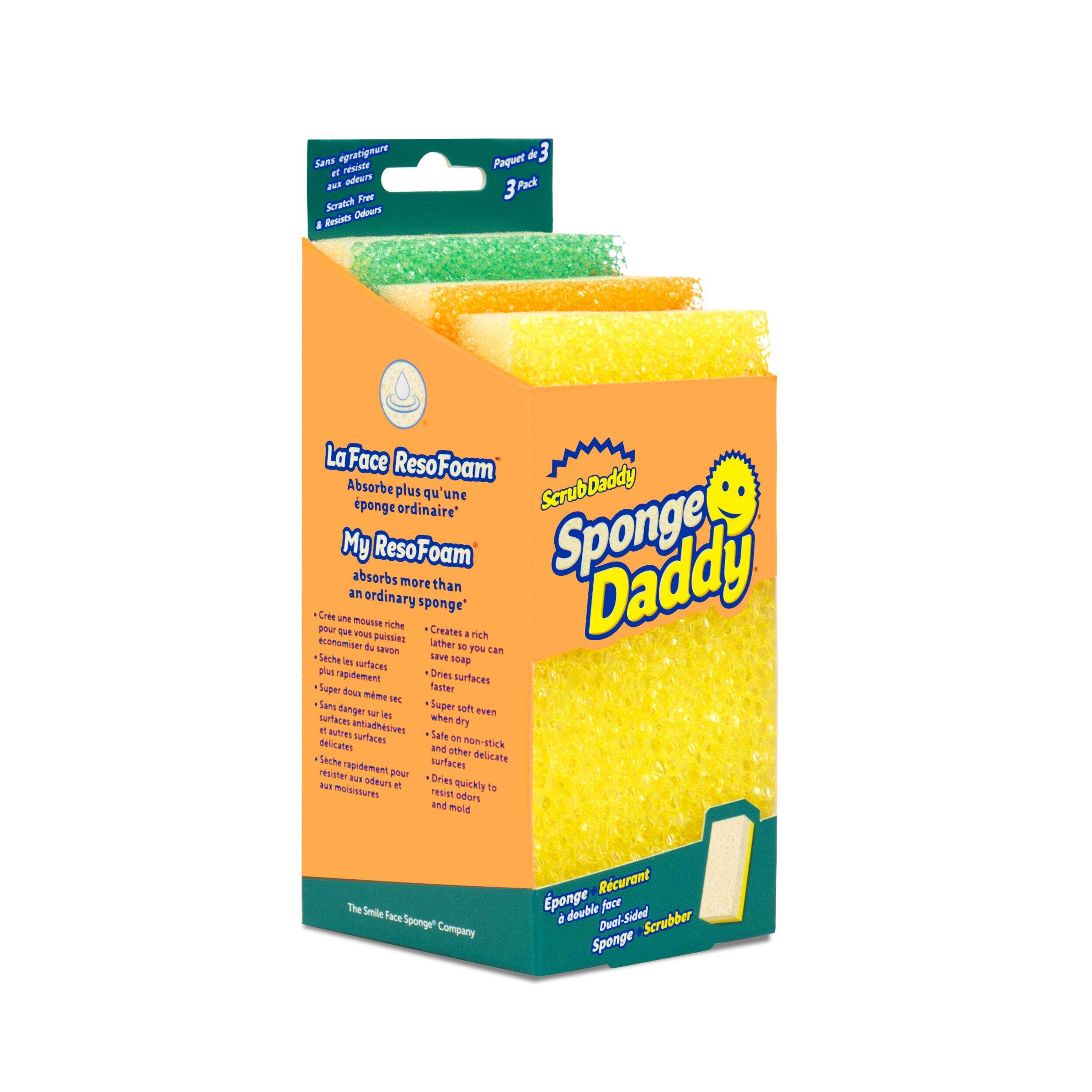 Scrub Daddy All-Purpose Gentle Scrub Cleaning Sponge, 3-pk Front_Angled_Right