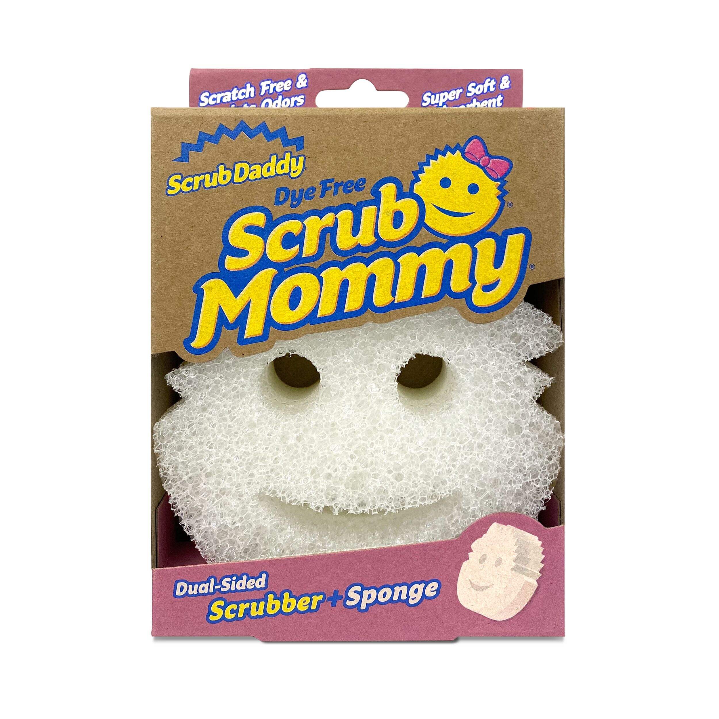 Scrub Daddy Dye Free Mommy Dual-Sided Scrubber & Sponge Front_Flat