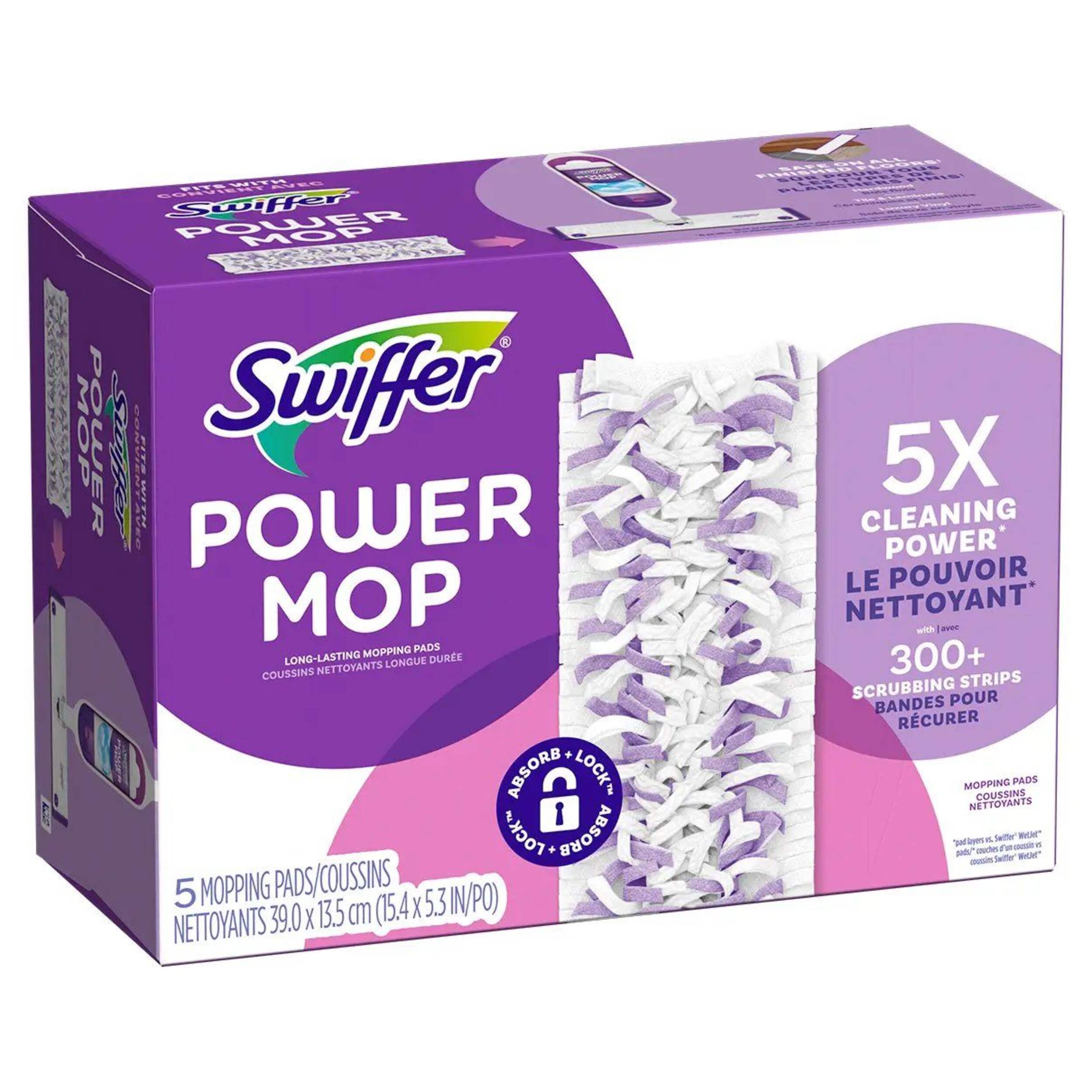 Swiffer PowerMop Multi-Surface Mopping Pad Refills, 5-pk Front_Three_Fourths_Angled_Right