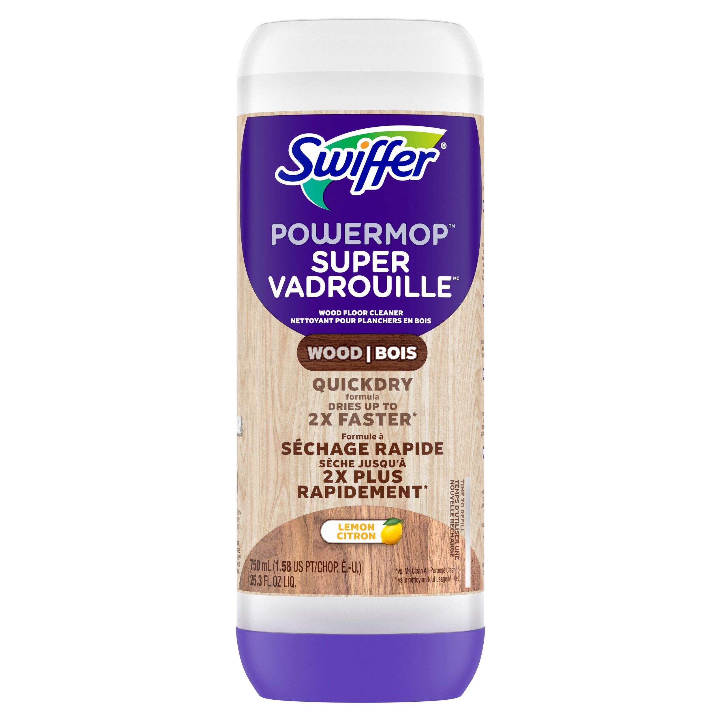 Recharge de nettoyant à plancher de bois Swiffer PowerMop, santal, 750 ml Front_Flat