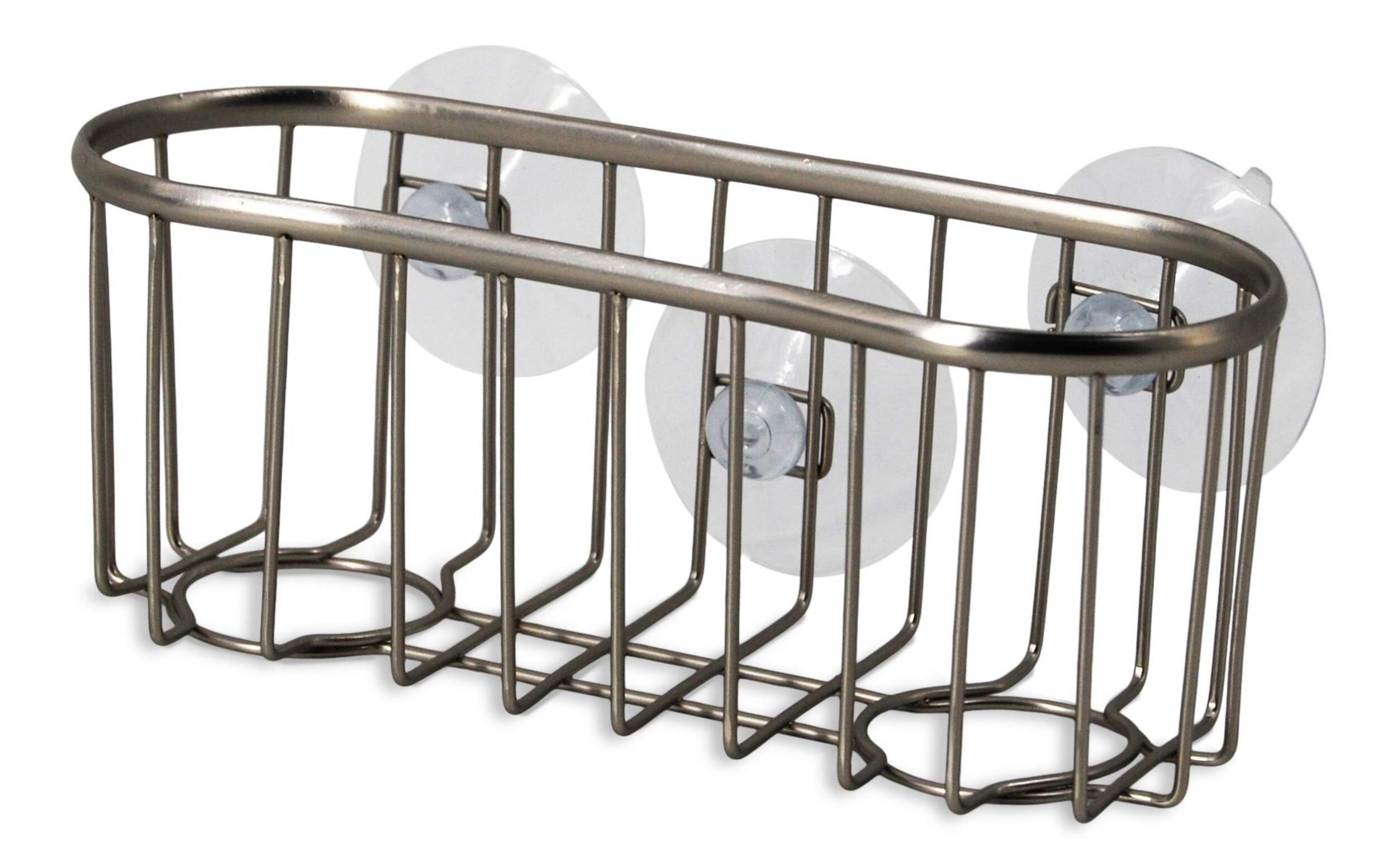 Frank Chrome Sponge & Dishwand Holder / Caddy Front_Angled_Left