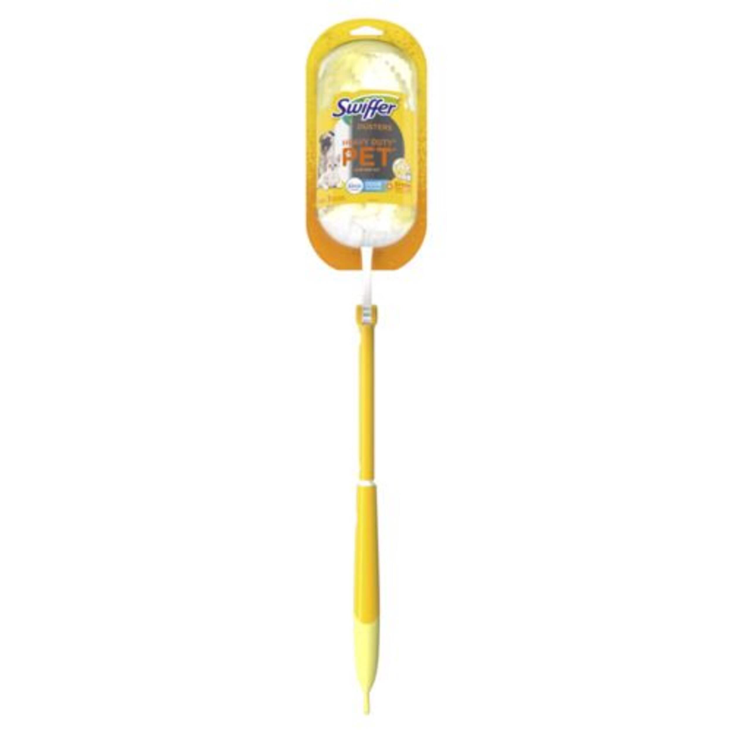 Trousse de départ robuste Swiffer Duster pour poils d'animaux avec poignée extensible de 3 pi et 3 recharges Front_Flat