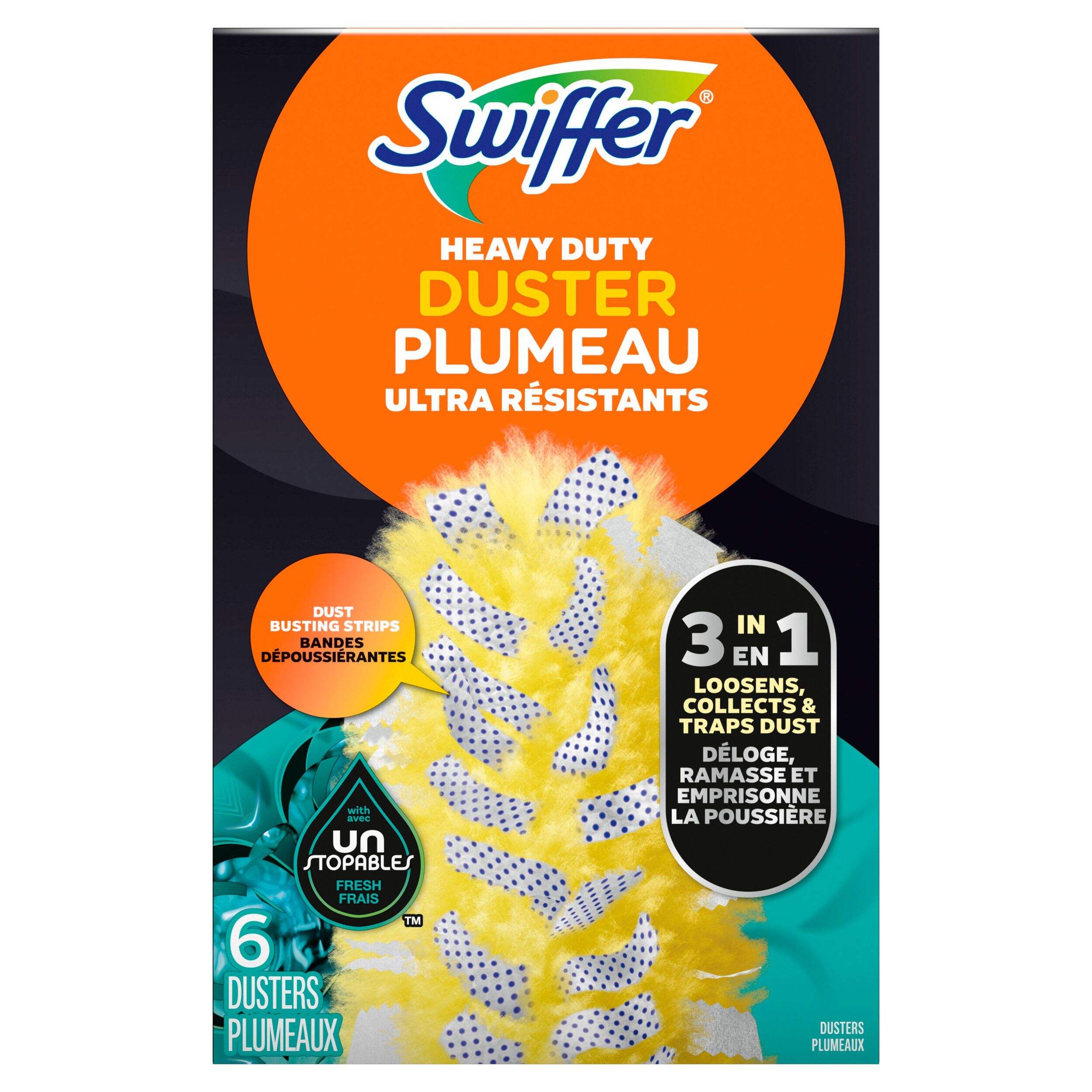 Swiffer 360° Heavy Duty Duster Refill with Unstopables Fresh Scent, Multi-Surface, 6-pk Front_Flat