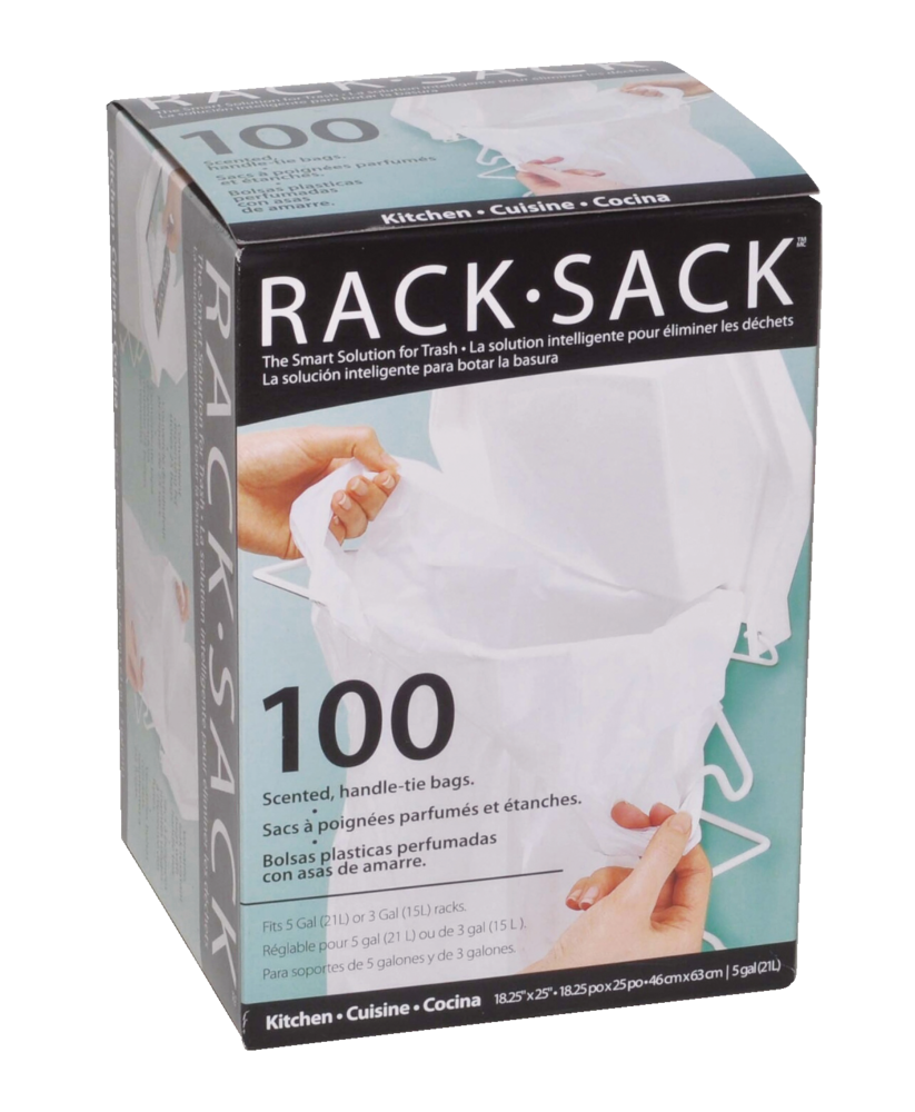 Sacs à ordures parfumés de recharge Rack Sack Handle-Tie, paq. 100, blanc,  15 L/21 L