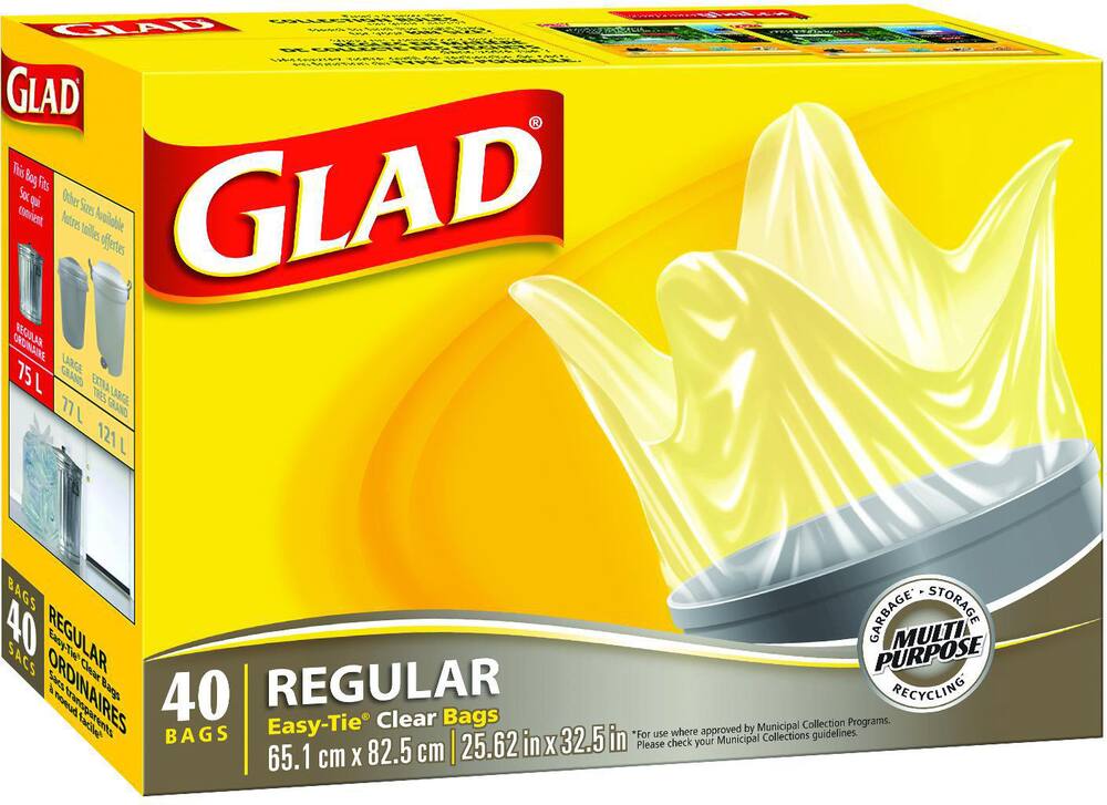 Glad Clear Garbage Bags, 26in x 32.5in., 40ct Canadian Tire