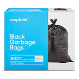 simplicité Regular 4-Flap Ties Outdoor Garbage Bags, 80-pk, Black, 74-L Front_Elevated