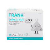 FRANK Small Swift-Tie Unscented Garbage Bags, 100-pk, White, 25-L Front_Elevated