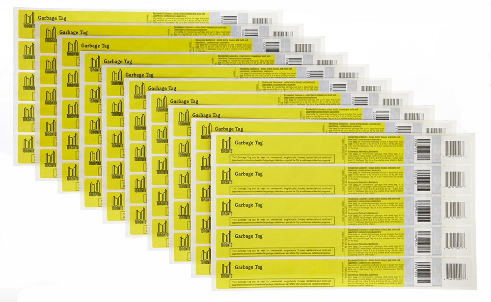 City of Toronto Garbage Bag Tag, Yellow Canadian Tire
