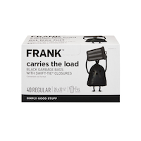 FRANK Regular Swift-Tie Garbage Bags, 40-pk, Black, 74-L Front_Elevated