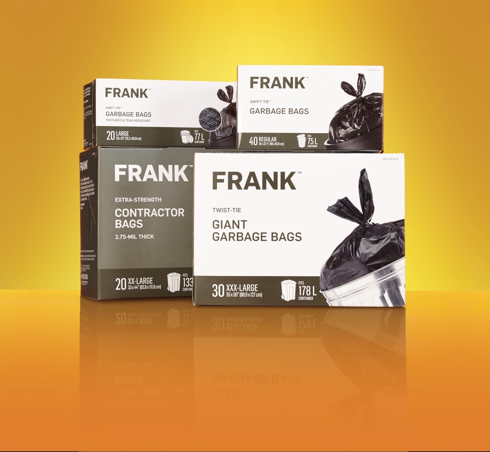 FRANK ExtraLarge TwistTie Contractor Garbage Bags, 20pk, Black, 135