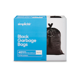 simplicité Regular 4-Flap Ties Outdoor Garbage Bags, 40-pk, Black, 74-L Front_Elevated