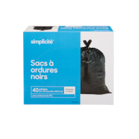 Sacs à ordures d’extérieur Simplicité, 4 rabats, noir, paq. 40, 74 L Front_Elevated