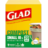 Glad Small 100% Compostable Febreze Lemon Scented Food Waste Bags, 20-pk, 10-L Front_Elevated