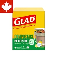 Sacs à déchets compostables à 100 % Glad Febreze, citron, petit, paq. 20, 10 L