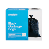 simplicité Regular 4-Flap Ties Outdoor Garbage Bags, 100-pk, Black, 74-L Front_Elevated