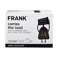 FRANK Giant Twist-Tie Outdoor Garbage Bags, 30-pk, Black, 184-L Front_Elevated