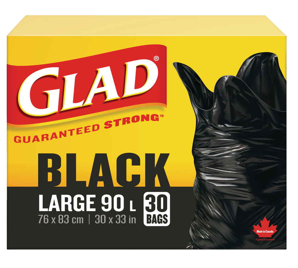 Glad Black Garbage Bags Large 90 Litres 30 Trash Bags Canadian Tire