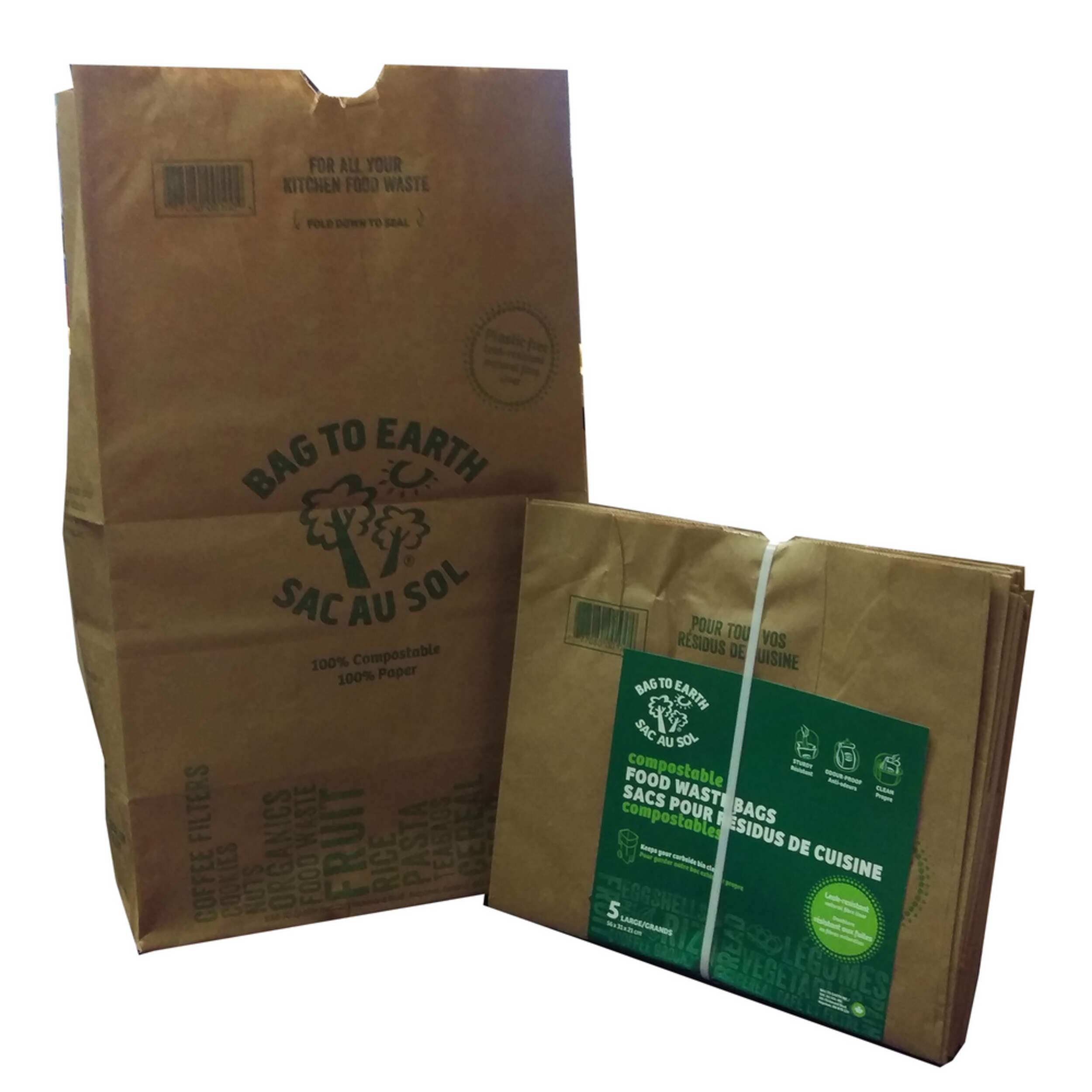 Bag to Earth Large Organic Compostable and Biodegradable Food Waste Bags, 5pk, 45L Canadian Tire