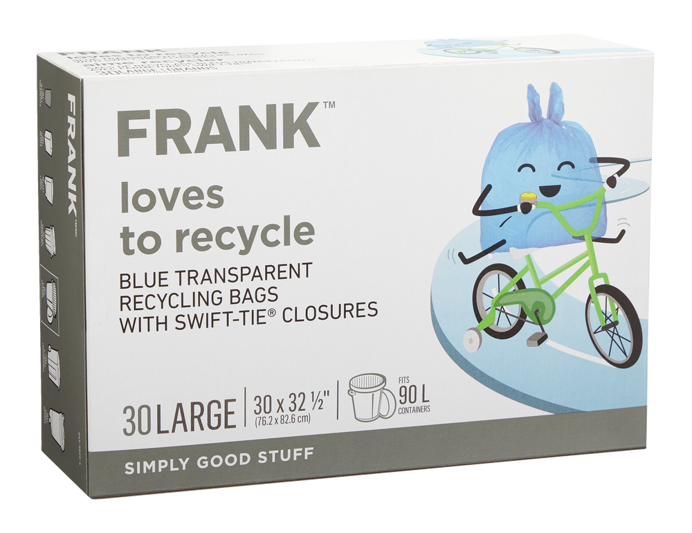Sacs de recyclage FRANK avec attaches SwiftTie, grand, bleu