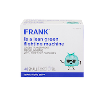 FRANK Small Swift-Tie Recycling Bags, 48-pk, Green Transparent, 25-L