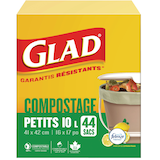 Sacs à déchets compostables à 100 % Glad Febreze, citron, petit, 100 %, paq. 44, 10 L Front_Flat