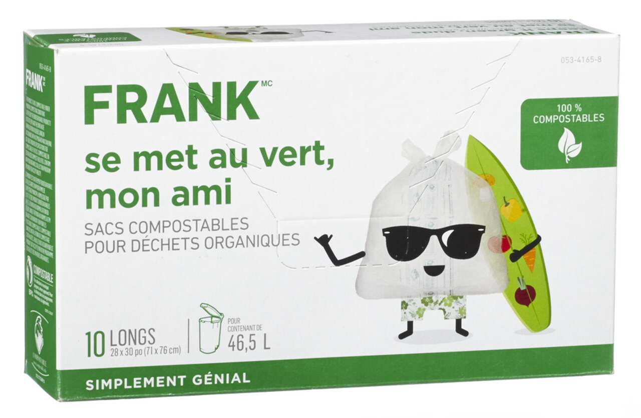 Sacs d chets organiques compostables FRANK grand 49 L paq. 10