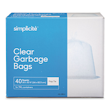 simplicité Regular 4-Flap Ties Indoor/Outdoor Garbage Bags, Assorted Quantity, Clear, 74-L Front_Flat