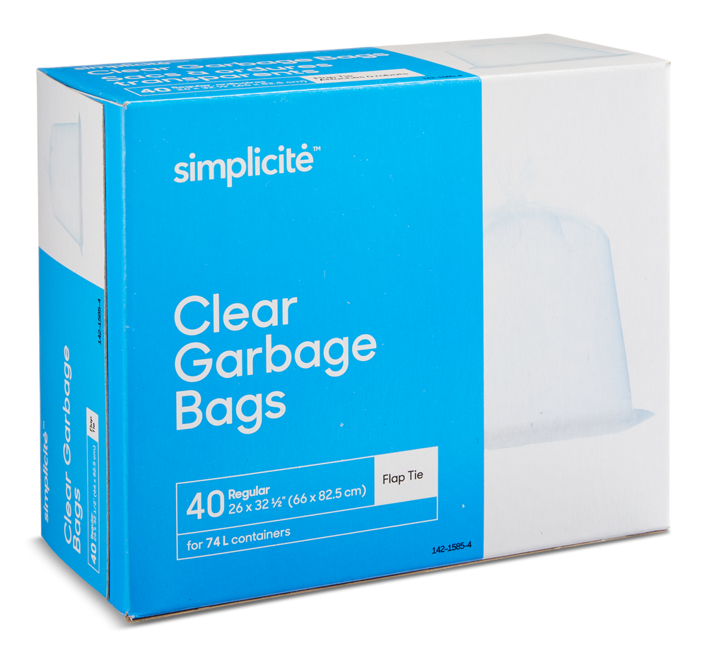 simplicité Regular 4Flap Ties Indoor/Outdoor Garbage Bags, Assorted