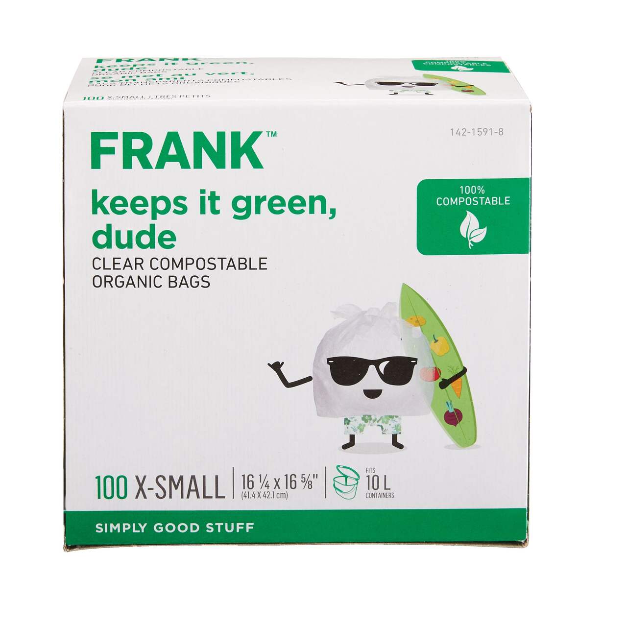 FRANK Extra-Small Organic Compostable Food Waste Bags, 100-pk