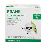 Sacs à déchets organiques compostables FRANK, très petit, transparent, 10 L, paq. 100 Front_Elevated