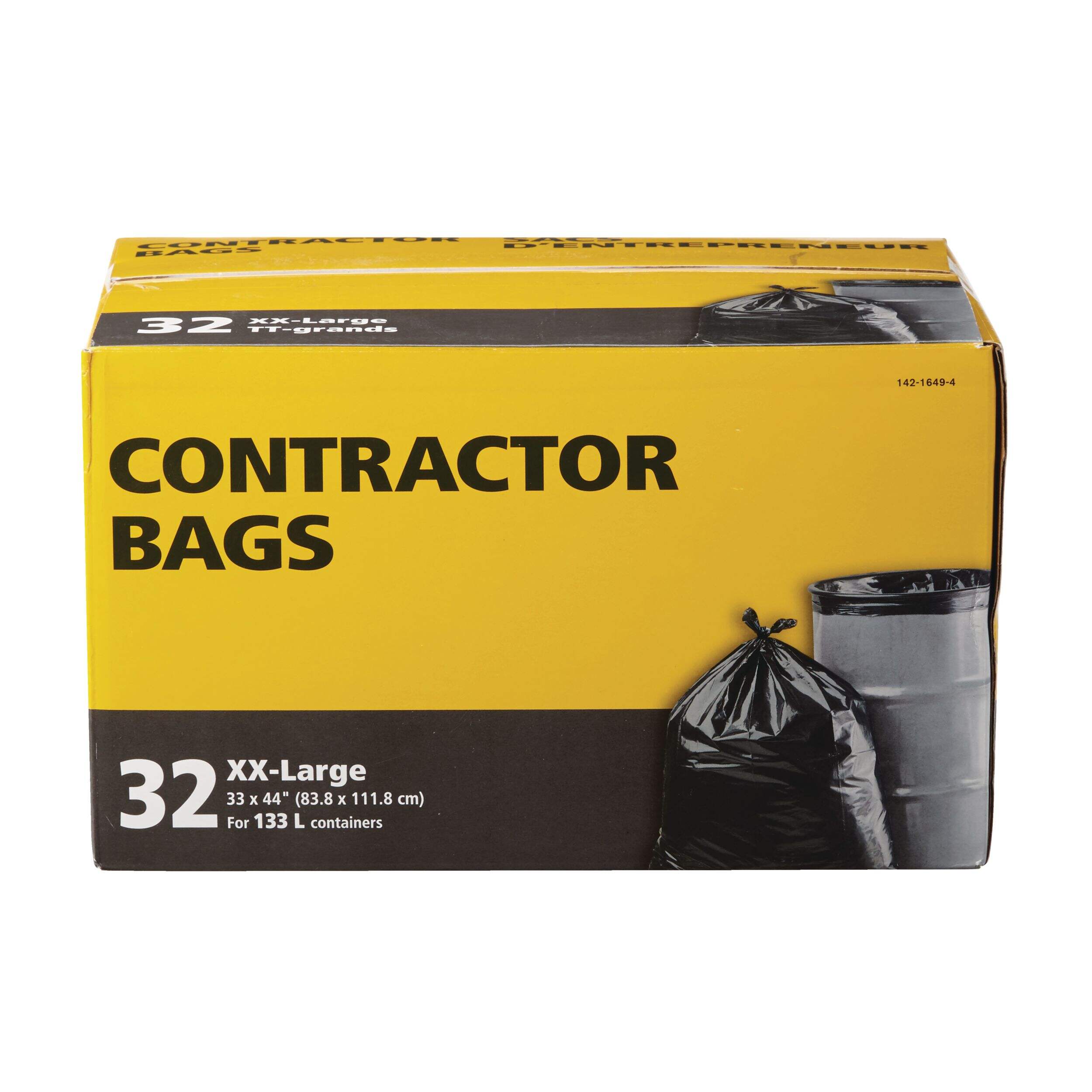 XX-Large Contractor Garbage Bags, 32-pk, Black, 133-L Front_Elevated