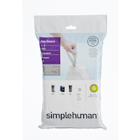 simplehuman Code G Drawstring Custom Fit Trash Can Liners, 20-pk, White, 30-L Front_Flat